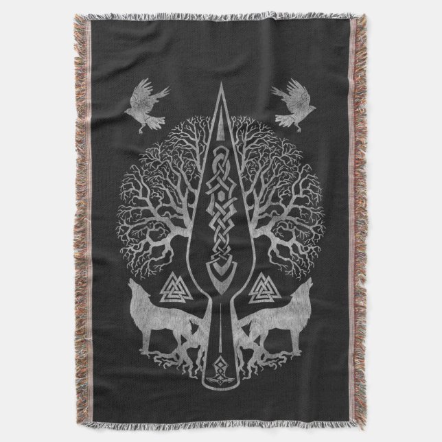 Manta Gungnir - lanza de Odin y árbol de la vida (Frente vertical)