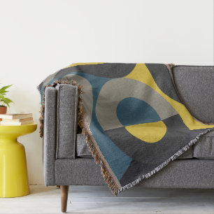 Manta Gunmetal amarillo azul moderno de medio siglo