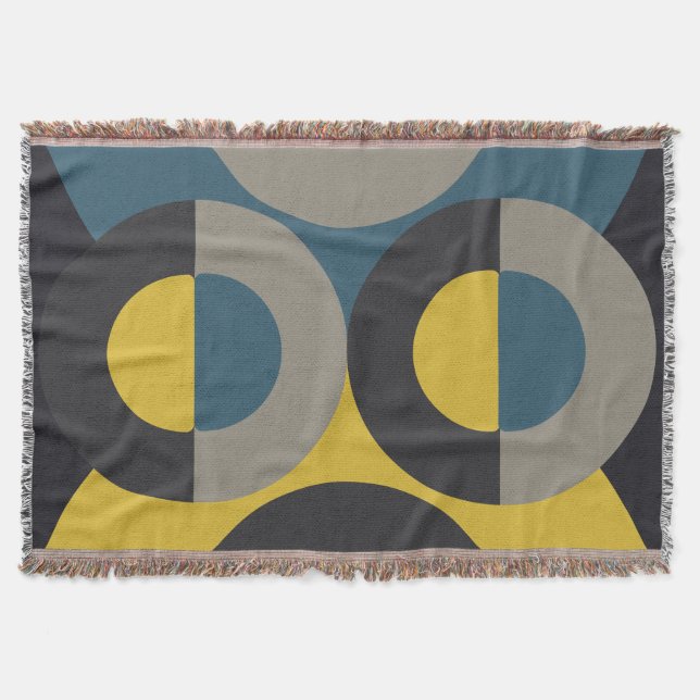 Manta Gunmetal amarillo azul moderno de medio siglo (Anverso)