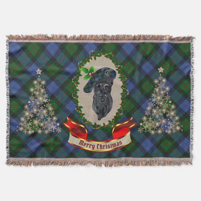 Manta Gunn Scottie Dog Navidades Throw Blanket (Anverso)