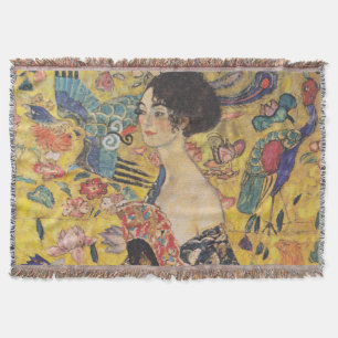 Manta Gustav Klimt-Lady con un fanático  