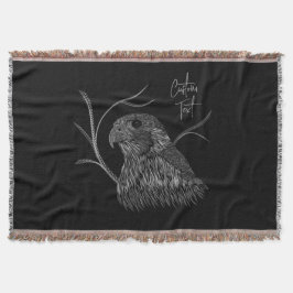 Manta Halcón peregrino en ramas de árbol con escritura a