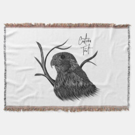 Manta Halcón peregrino en ramas de árbol con escritura a