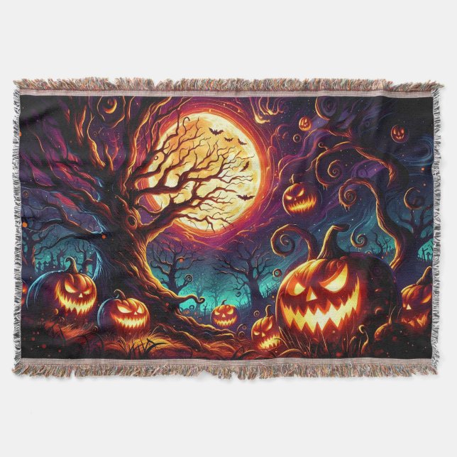 Manta Halloween Art Scene Throw Blanket (Anverso)