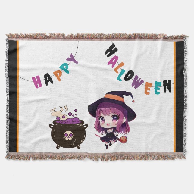 Manta Halloween/bruja/otoño/octubre (Anverso)