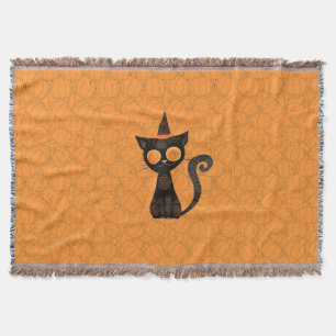 Manta Halloween/gato/calabaza/otoño