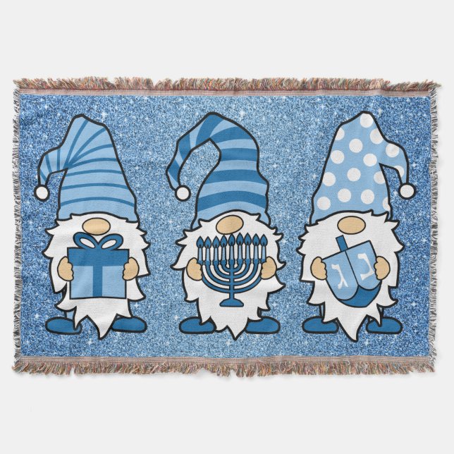 Manta Hanukkah Gnomes Trio Throw Blanket (Anverso)