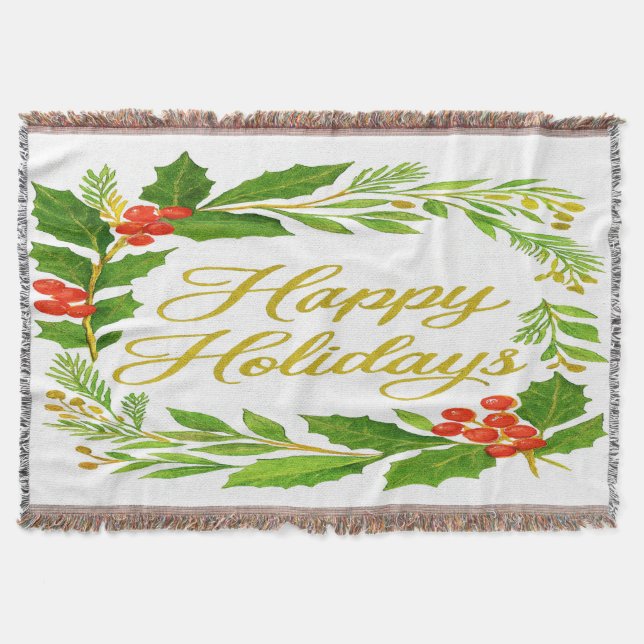 Manta 'Happy Holidays' Throw Blanket (Anverso)