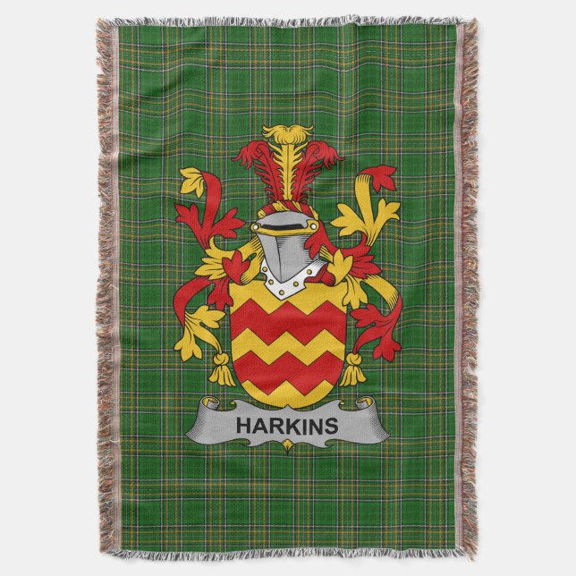 Manta Harkins irlandés o O_Harkin Escudo familiar de esc (Frente vertical)