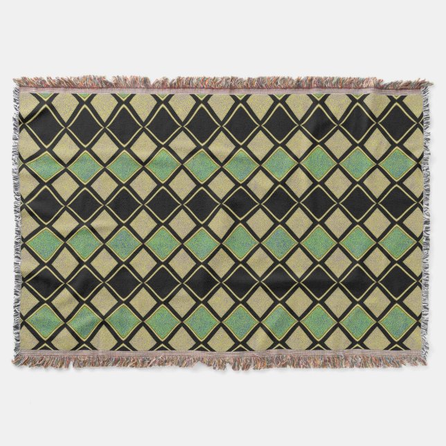 Manta Harlequin Pattern in Gold, Green, and Black  (Anverso)