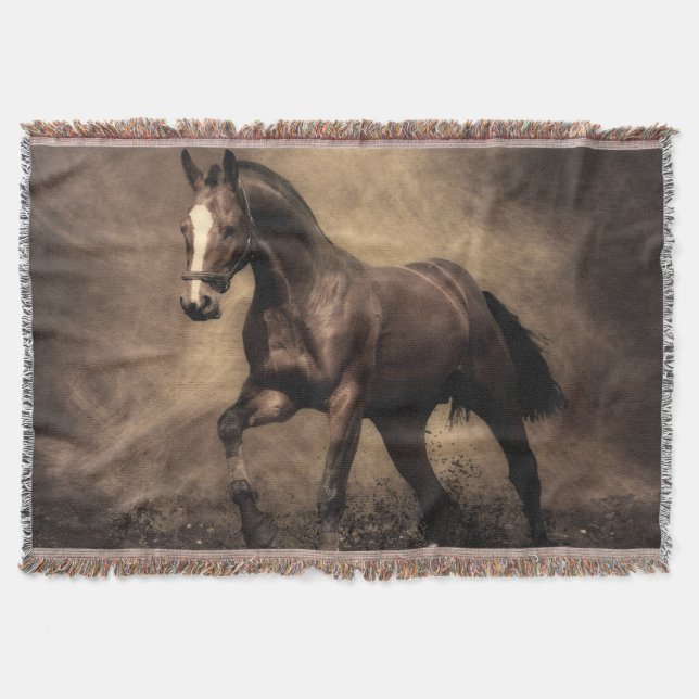 Manta Hermosa almohada de caballo marrón (Anverso)