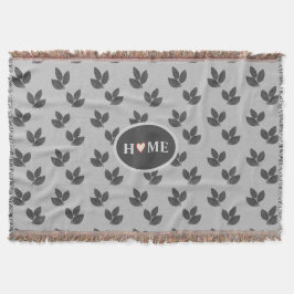 Manta Hermosa casa cardíaca y hojas de Laurel en gris