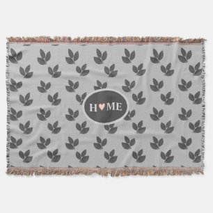 Manta Hermosa casa cardíaca y hojas de Laurel en gris