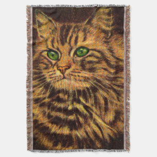 Manta hermosa huella de gato de tabby de pelo largo