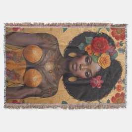 Manta Hermosa mujer afroamericana con flores