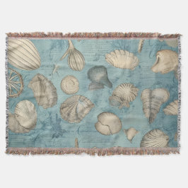 Manta Hermosas Agujas Vintage En Azul