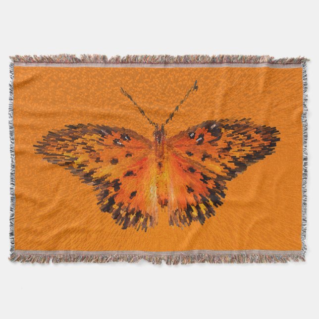 Manta Hermosas alas mariposas sobre fondo naranja (Anverso)