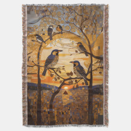 Manta Hermosas Aves Abstractas Al Amanecer Decorativas