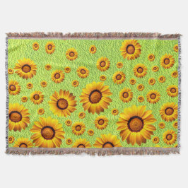 Manta Hermosas flores amarillas en verde abstracto