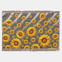 Hermosas flores amarillas sobre rayas grises y pla