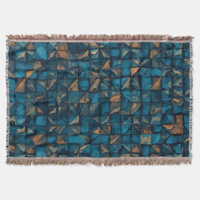 Manta Hermoso aspecto de patchwork en verde azulado oscu (Anverso)