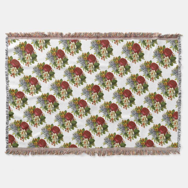 Manta Hermoso Bouquet Romántico de Verano con Rosa Roja (Anverso)