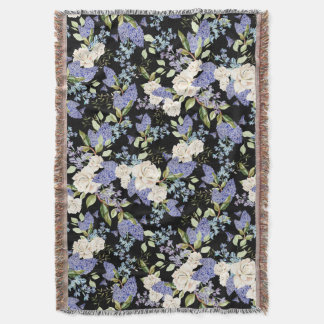 Manta Hermoso patrón floral Rosa de lino