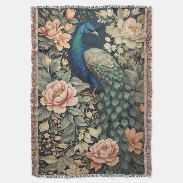 Manta Hermoso Peacock William Morris inspiró la floral (Frente vertical)