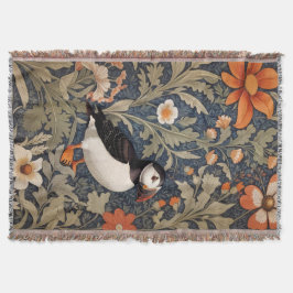 Manta Hermoso Puffin William Morris inspirado