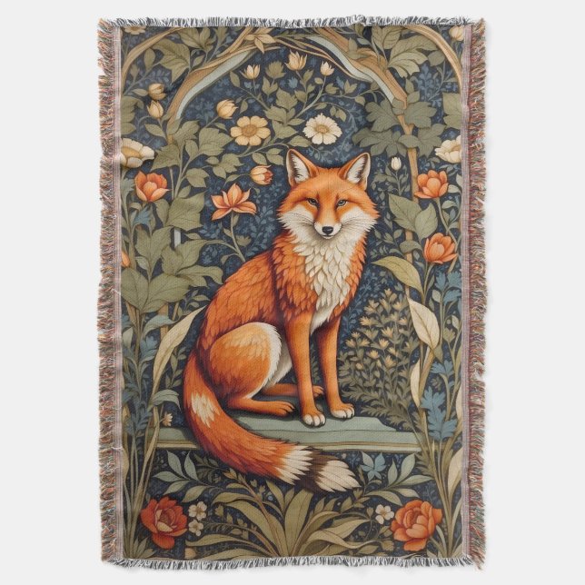 Manta Hermoso Sitting Red Fox William Morris Inspirado (Frente vertical)