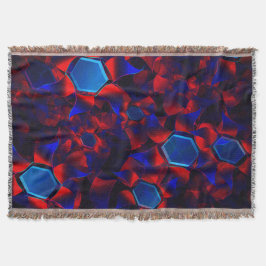 Manta hexágono azul mezclado con curvas rojas superpuest