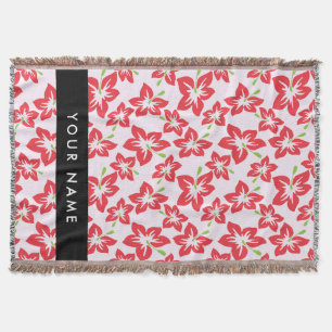 Manta Hibiscus Rojo, Flores Rojas, tu nombre