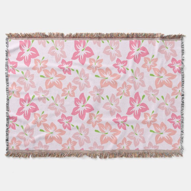 Manta Hibiscus Rosa, Flores Rosa, Patrón De Flores (Anverso)