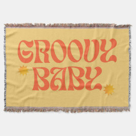 Manta Hippie Groovy bebé Naranja de mostaza de los años 