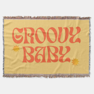 Manta Hippie Groovy bebé Naranja de mostaza de los años