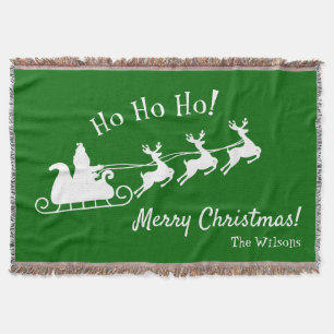 Manta Ho Ho Ho Ho Feliz Navidad con Santa, Verde