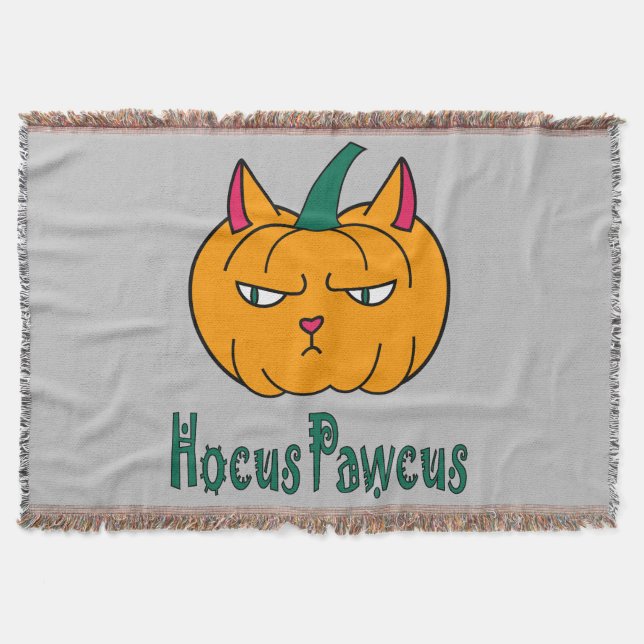 Manta Hocucus pawcus Halloween calabaza ginger cat magia (Anverso)