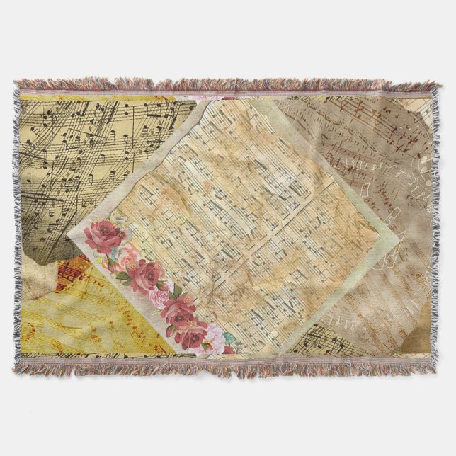 Manta Hoja Vintage Música Notas Musicales (Anverso)