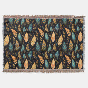 Manta Hojas boho azul verdoso