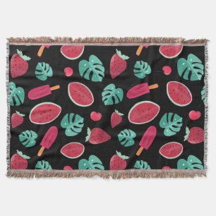 Manta Hojas de pavimento, cereza, fresa y sandía