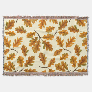 Manta Hojas de roble otoñales en blanco roto