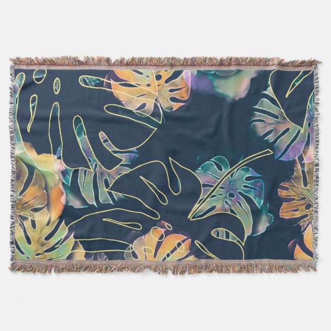 Manta Hojas exóticas pintadas a mano: patrón sin costura (Anverso)