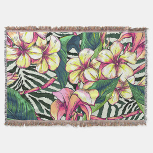 Manta Hojas florales HAWAIANAS intrépidas y Plumeria de