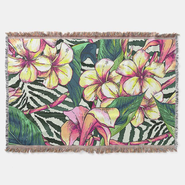 Manta Hojas florales HAWAIANAS intrépidas y Plumeria de (Anverso)
