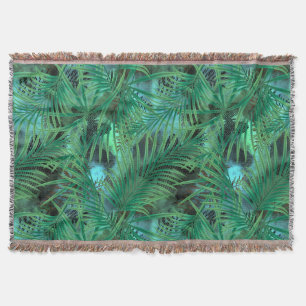 Manta Hojas, palma, árboles, verde, azul, tropical