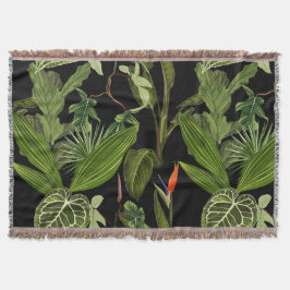 Manta Hojas tropicales de palma, planta, sin costura flo