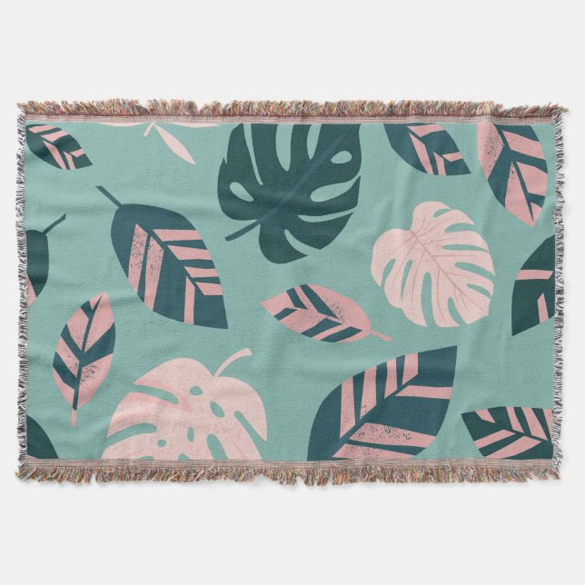 Manta Hojas Tropicales: Patrón Vintage sin Marea. (Anverso)