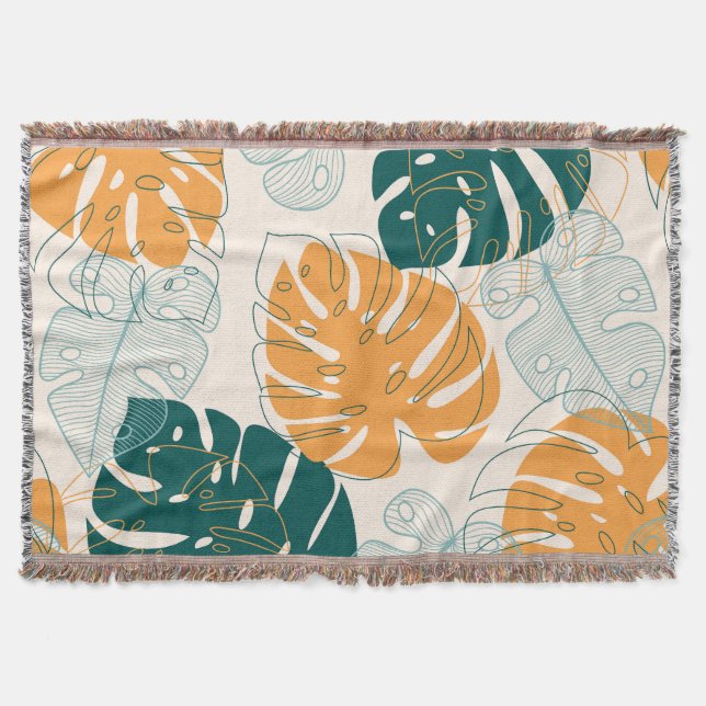 Manta Hojas tropicales: Sello de jungla vintage (Anverso)