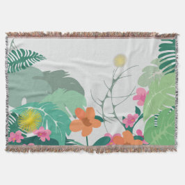 Manta Hojas y Flores Tropicales Pastel