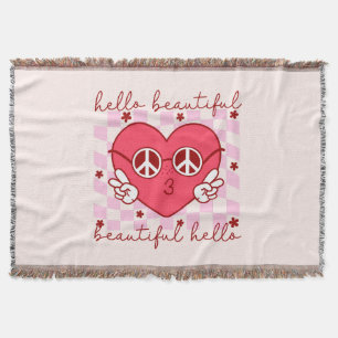 Manta Hola Hermoso Corazón Rosa